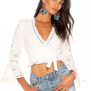 Spell Damsel White Lace Eyelet Wrap Top Size S